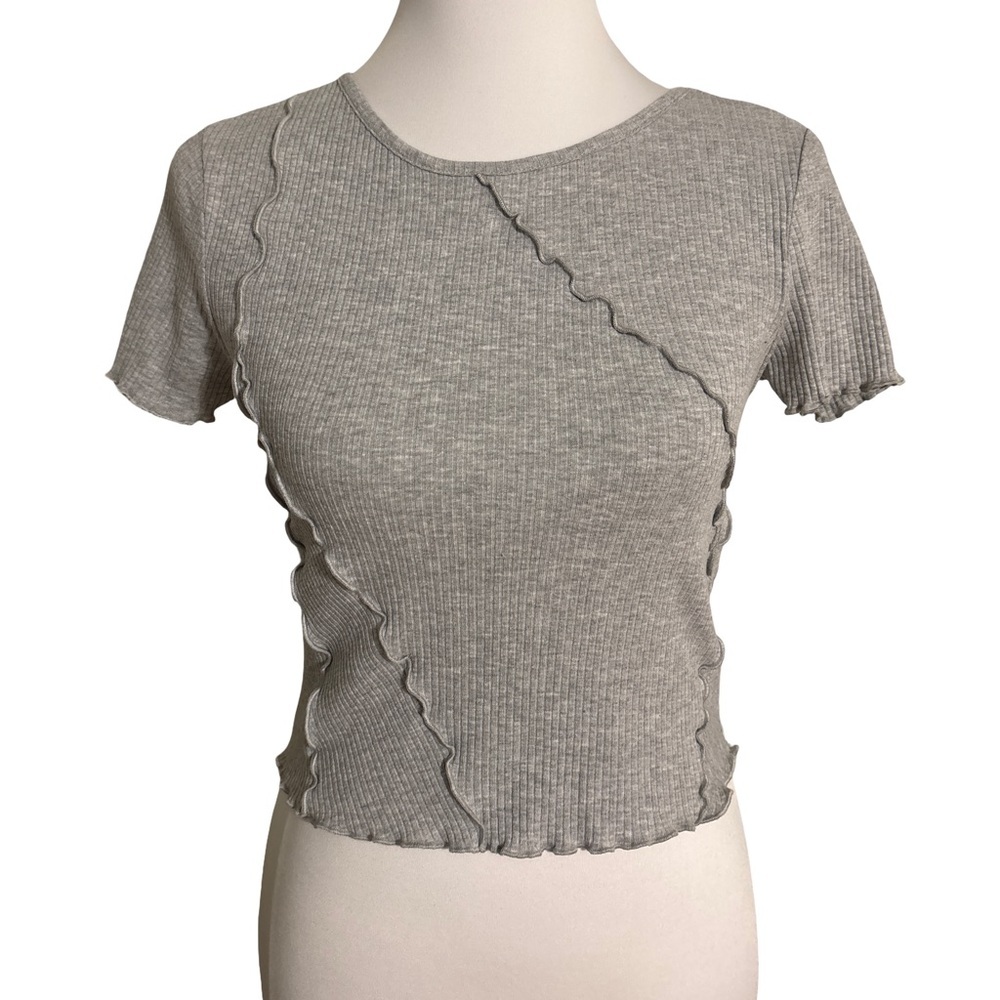 Wild Fable Gray Ribbed Crop Top